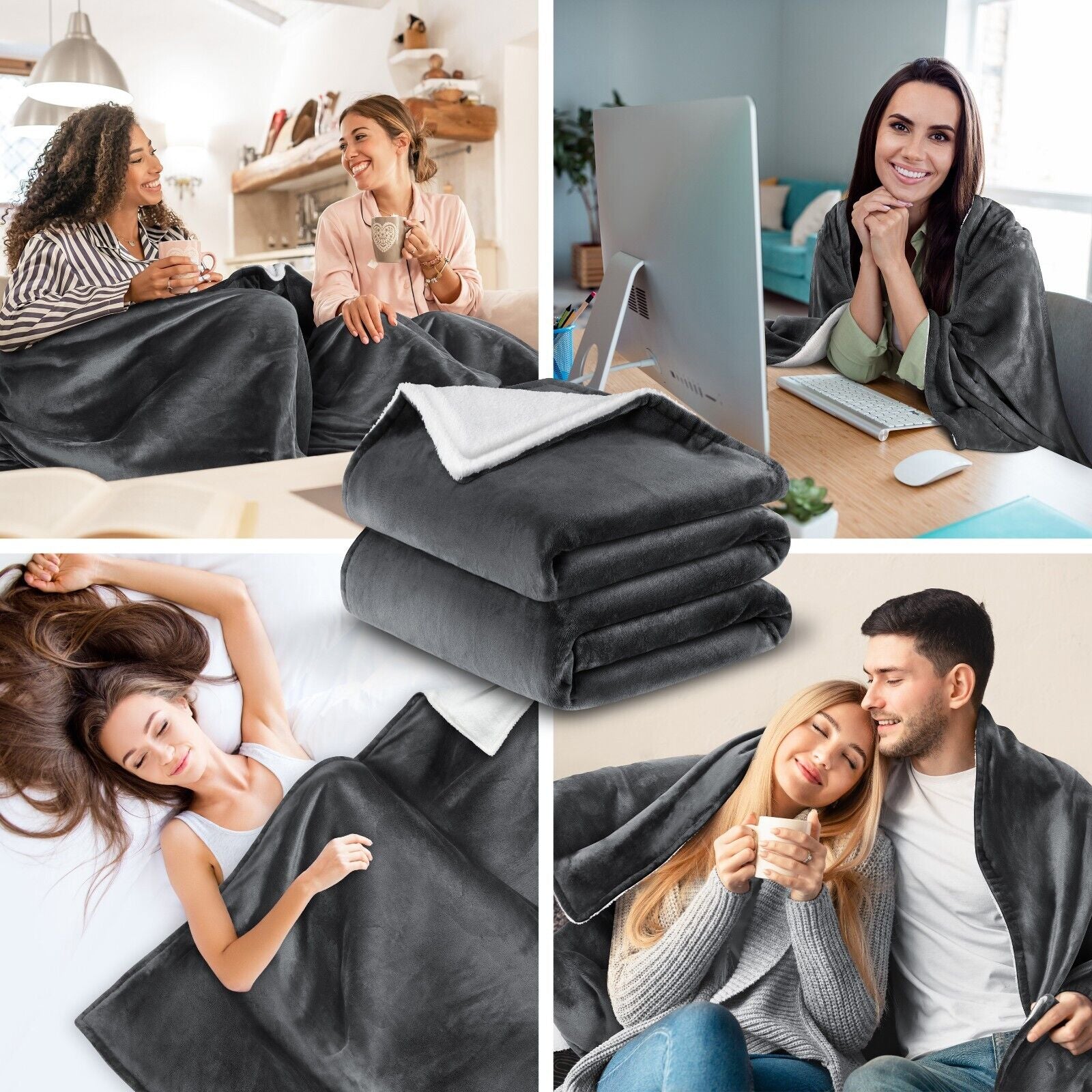 KESSER® Kuscheldecke Flauschig Wohndecke Sherpa Fleece Decke Flanell Bett Sofa