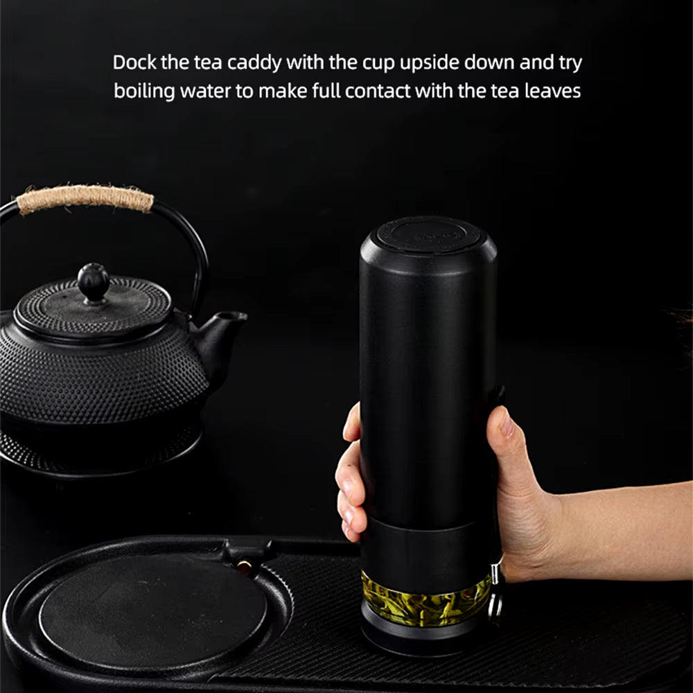 500Ml Tea Infuser Vacuum Flask Stainless Steel Insulated Cup with Independent Tea Storage Handle Travel Mug Business Cup Gifts