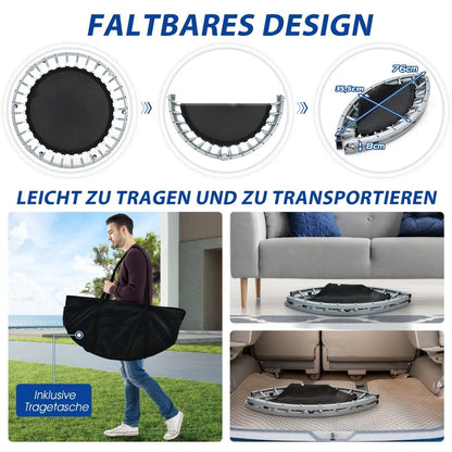 Ø101 Cm Klappbares Mini-Trampolin Fitness-Trampolin Mit Höhenverstellbarm Haltegriff