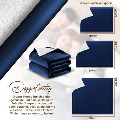 KESSER® Kuscheldecke Flauschig Wohndecke Sherpa Fleece Decke Flanell Bett Sofa
