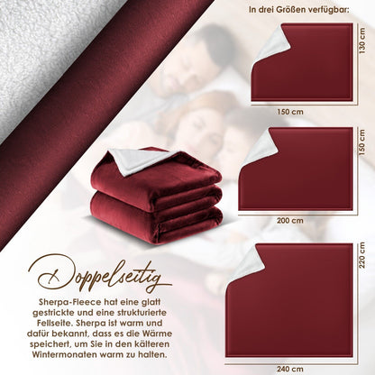 KESSER® Kuscheldecke Flauschig Wohndecke Sherpa Fleece Decke Flanell Bett Sofa