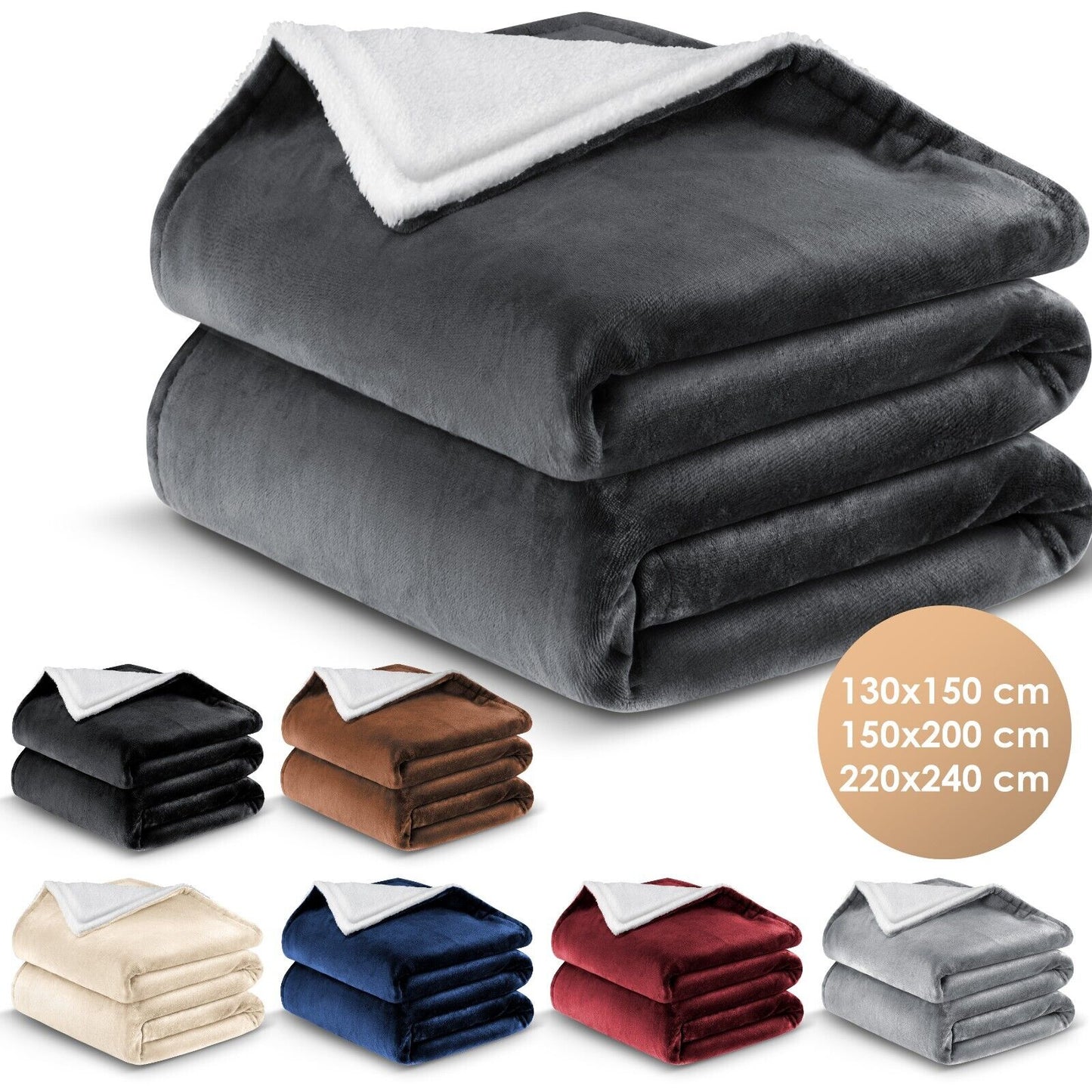 KESSER® Kuscheldecke Flauschig Wohndecke Sherpa Fleece Decke Flanell Bett Sofa