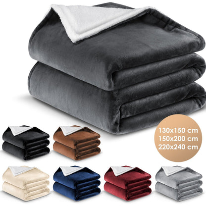 KESSER® Kuscheldecke Flauschig Wohndecke Sherpa Fleece Decke Flanell Bett Sofa