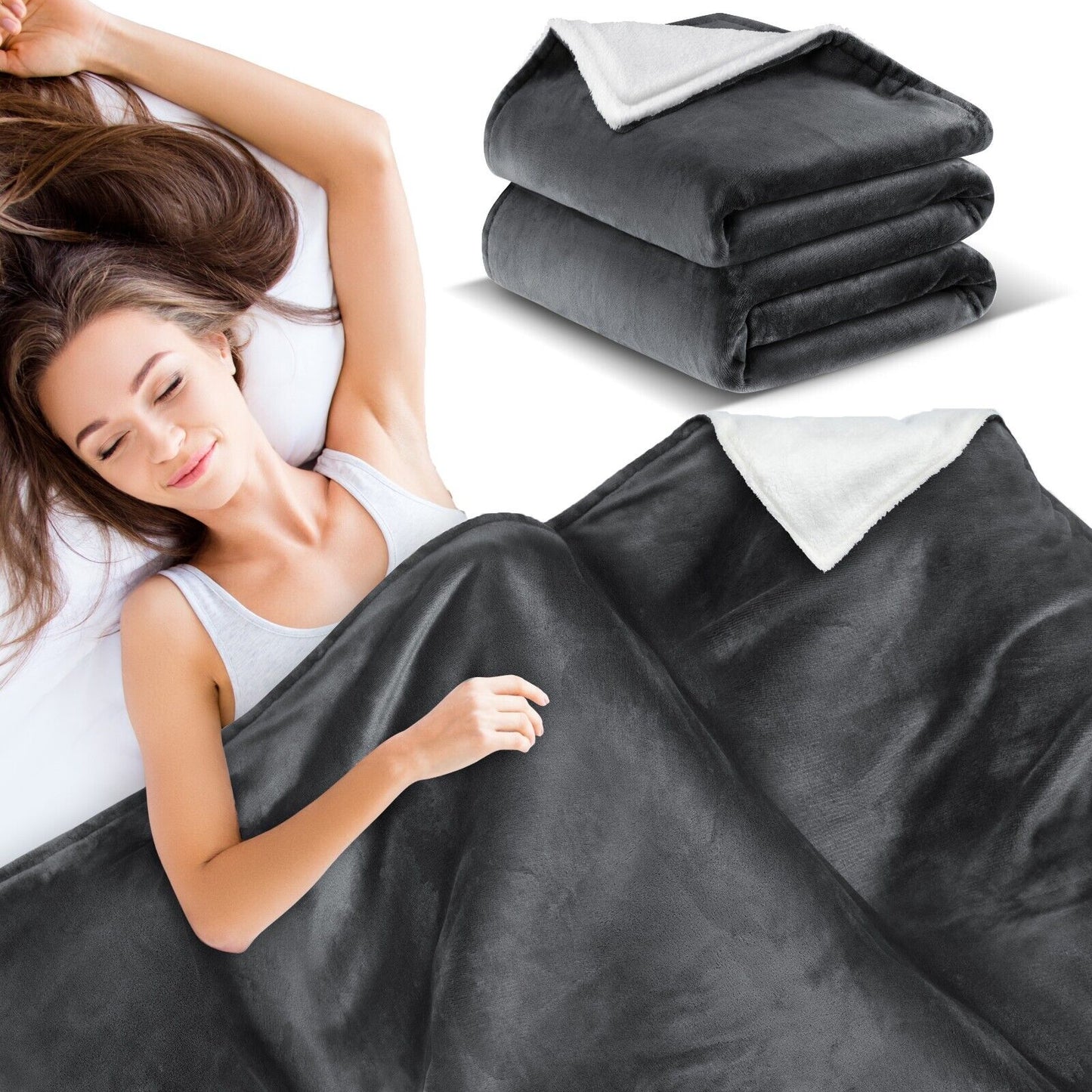 KESSER® Kuscheldecke Flauschig Wohndecke Sherpa Fleece Decke Flanell Bett Sofa