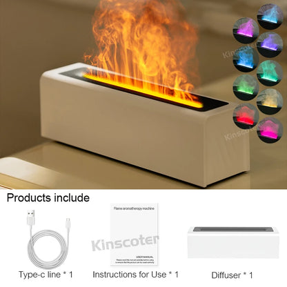 RGB Flame Aroma Diffuser Air Humidifier Ultrasonic Cool Mist Maker Fogger LED Essential Oil Fire LED Lamp Difusor Gift