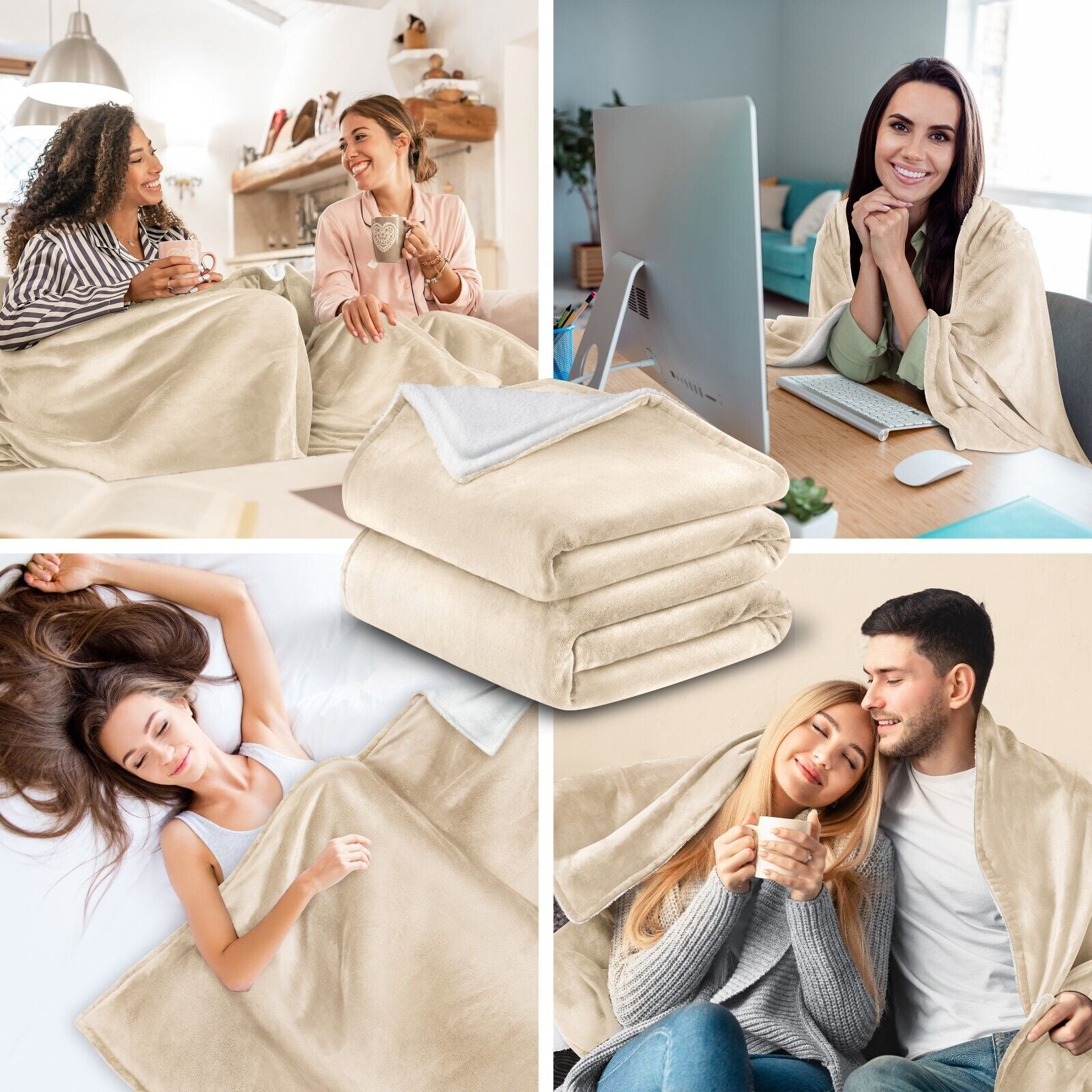 KESSER® Kuscheldecke Flauschig Wohndecke Sherpa Fleece Decke Flanell Bett Sofa