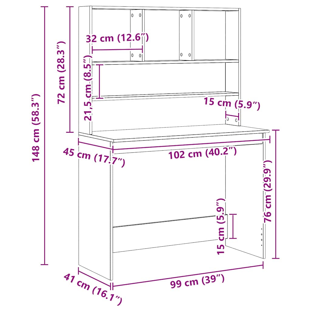 Schreibtisch Mit Regal Bürotisch Computertisch Arbeitstisch Holzwerkstoff Vidaxl