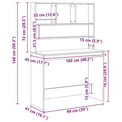 Schreibtisch Mit Regal Bürotisch Computertisch Arbeitstisch Holzwerkstoff Vidaxl