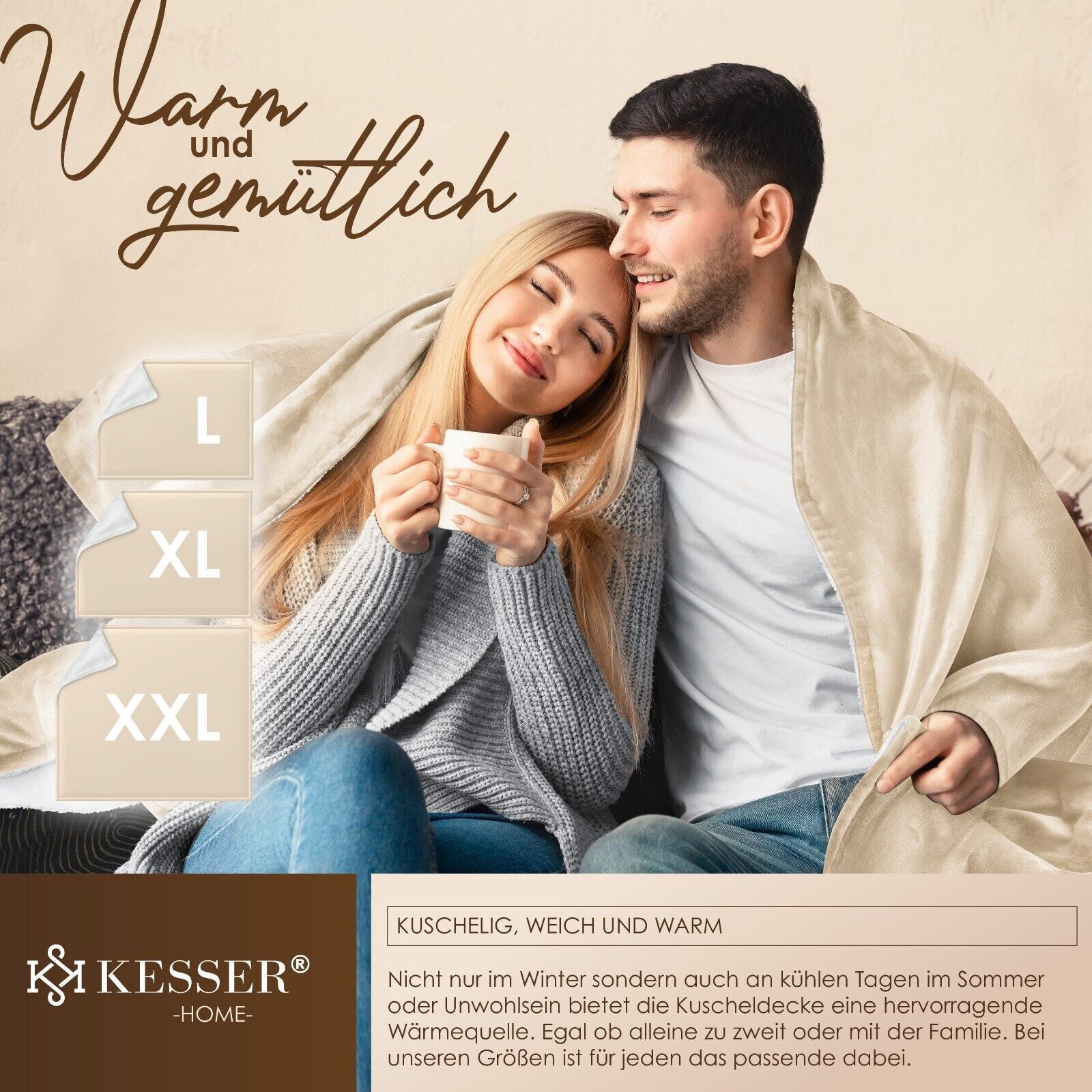 KESSER® Kuscheldecke Flauschig Wohndecke Sherpa Fleece Decke Flanell Bett Sofa