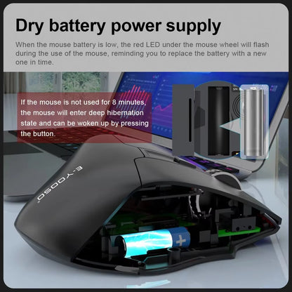 X-31 USB 2.4G Wireless Gaming Large Mouse for Big Hands PAW3212 4800 DPI 5 Buttons for Gamer Mice Computer Laptop PC