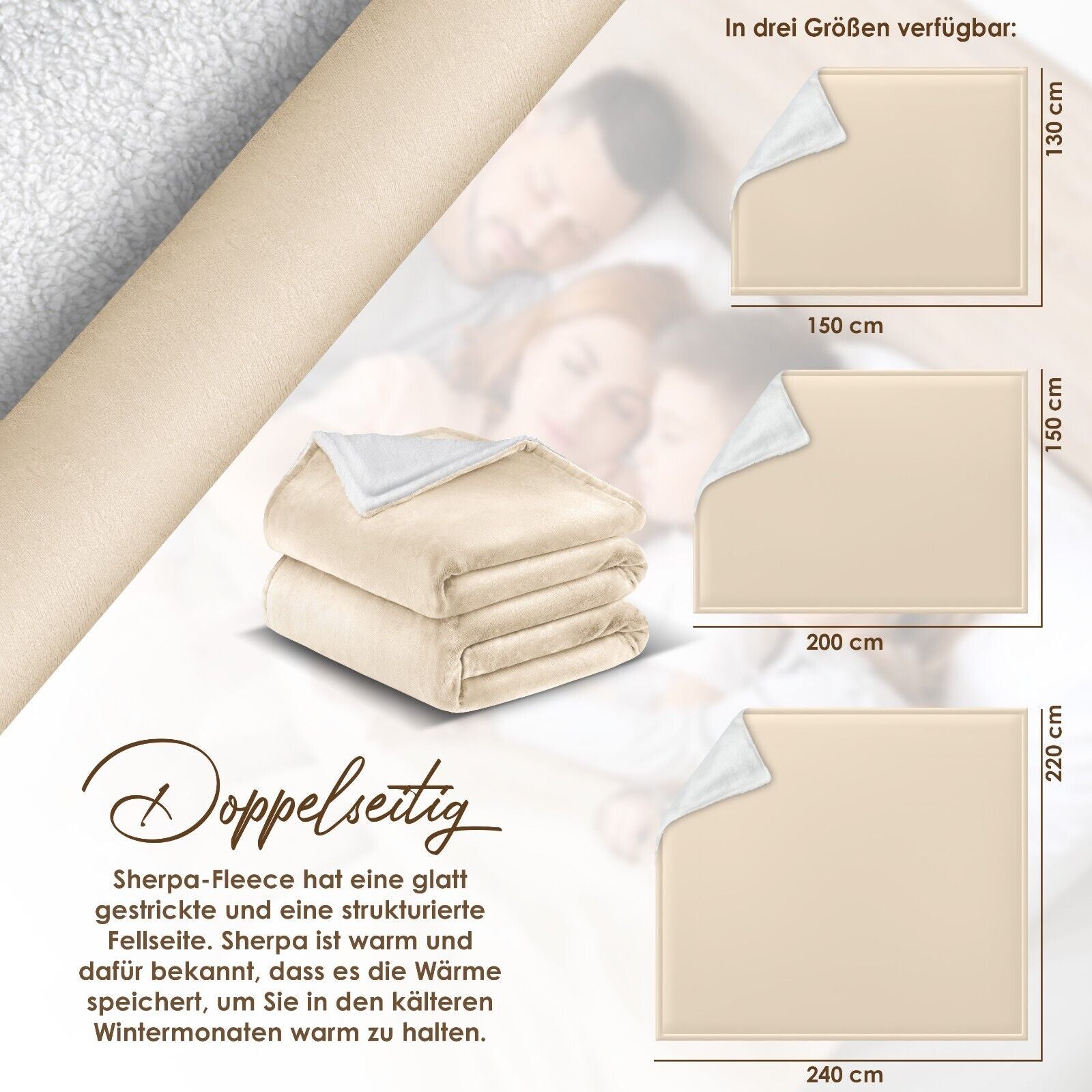 KESSER® Kuscheldecke Flauschig Wohndecke Sherpa Fleece Decke Flanell Bett Sofa