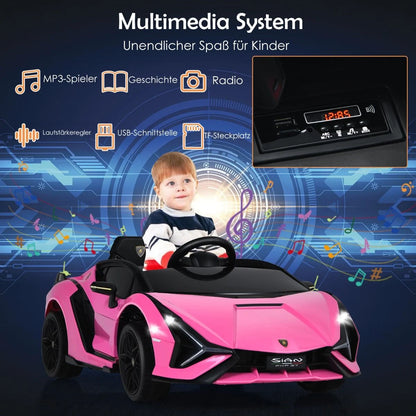 12V Kinderauto Mit 2,4G-Fernbedienung Mit Musik Und Led-Scheinwerfer 108 X 64 X 41 Cm Rosa