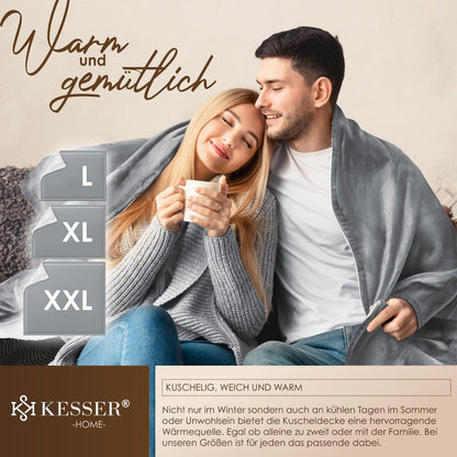 KESSER® Kuscheldecke Flauschig Wohndecke Sherpa Fleece Decke Flanell Bett Sofa