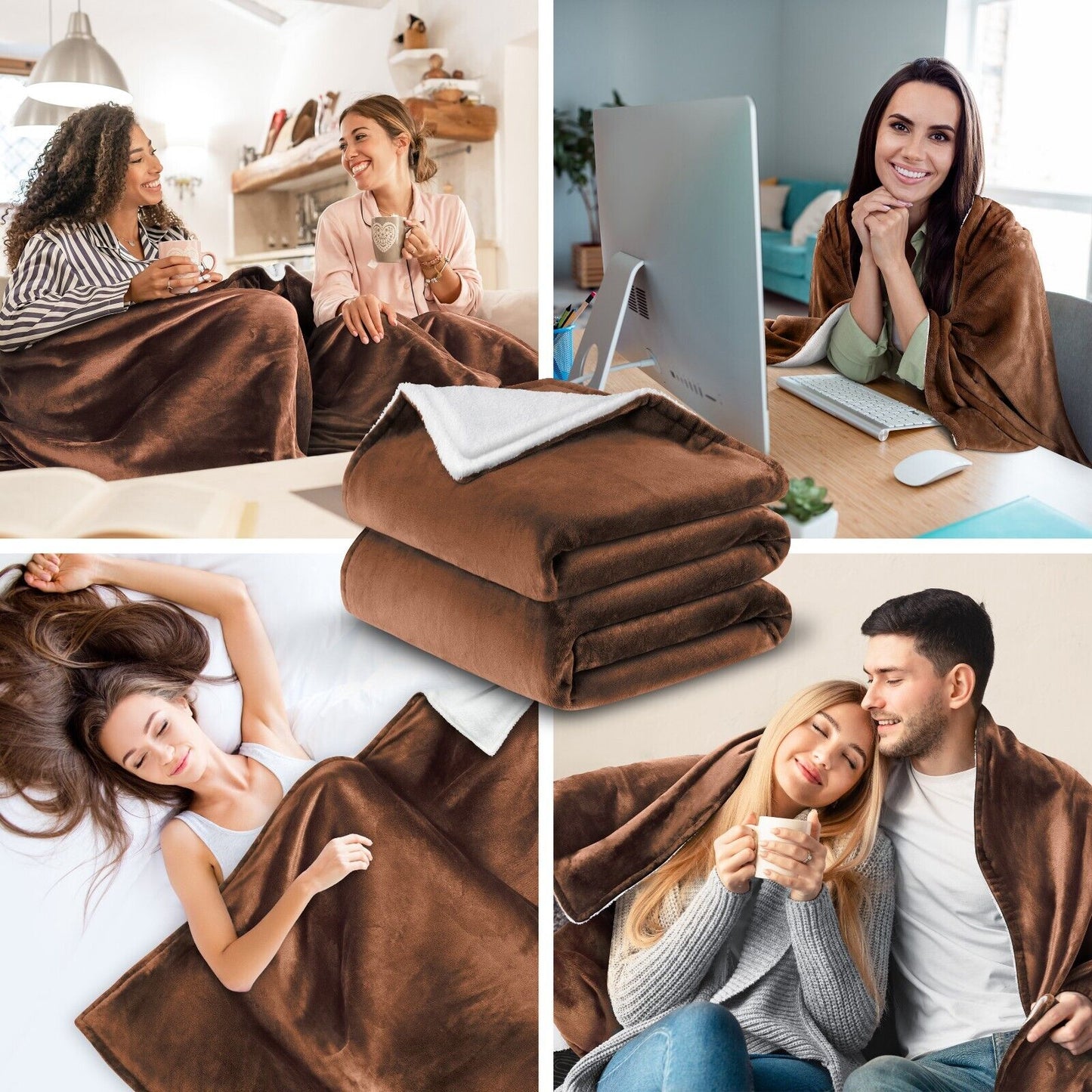 KESSER® Kuscheldecke Flauschig Wohndecke Sherpa Fleece Decke Flanell Bett Sofa