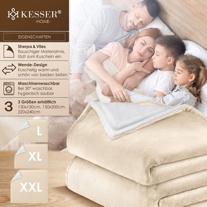 KESSER® Kuscheldecke Flauschig Wohndecke Sherpa Fleece Decke Flanell Bett Sofa