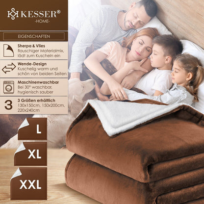 KESSER® Kuscheldecke Flauschig Wohndecke Sherpa Fleece Decke Flanell Bett Sofa