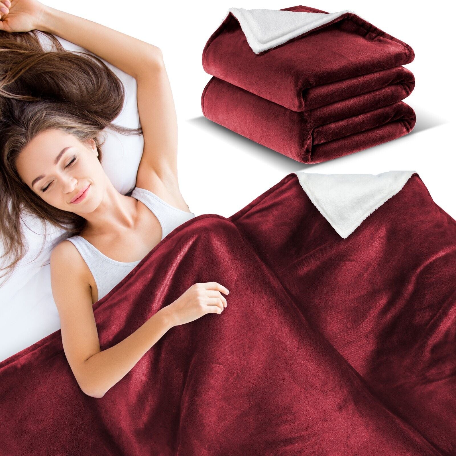 KESSER® Kuscheldecke Flauschig Wohndecke Sherpa Fleece Decke Flanell Bett Sofa