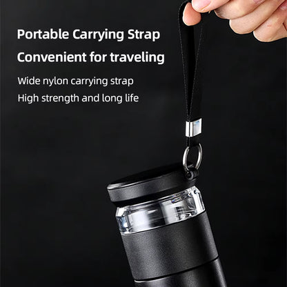 500Ml Tea Infuser Vacuum Flask Stainless Steel Insulated Cup with Independent Tea Storage Handle Travel Mug Business Cup Gifts