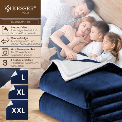 KESSER® Kuscheldecke Flauschig Wohndecke Sherpa Fleece Decke Flanell Bett Sofa