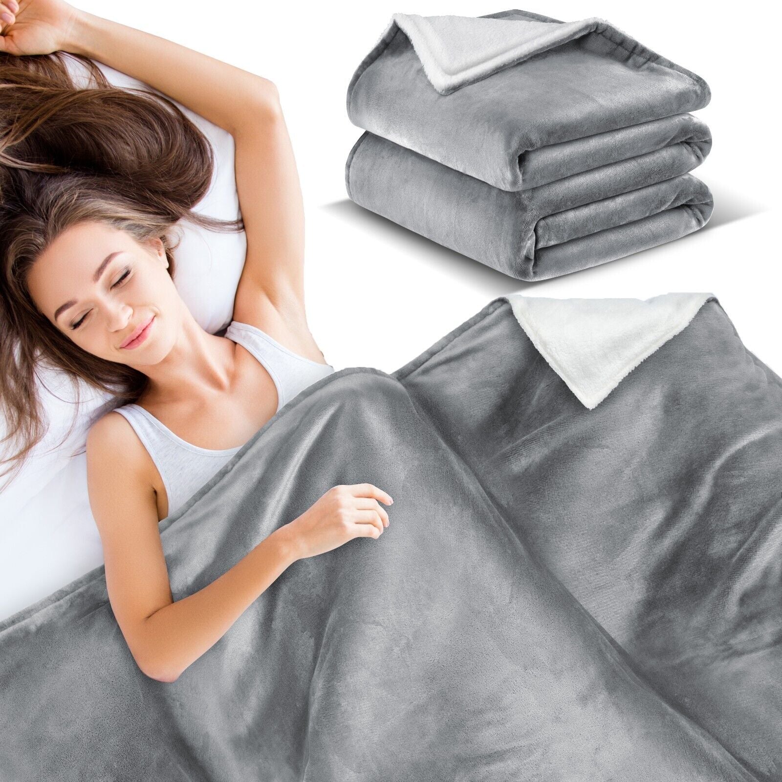 KESSER® Kuscheldecke Flauschig Wohndecke Sherpa Fleece Decke Flanell Bett Sofa