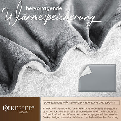 KESSER® Kuscheldecke Flauschig Wohndecke Sherpa Fleece Decke Flanell Bett Sofa