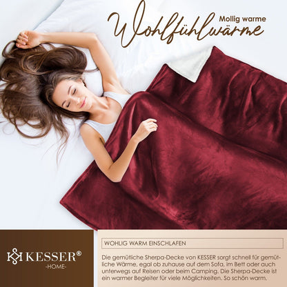 KESSER® Kuscheldecke Flauschig Wohndecke Sherpa Fleece Decke Flanell Bett Sofa