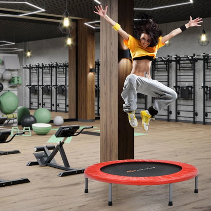 Ø101 Cm Klappbares Mini-Trampolin Fitness-Trampolin Mit Höhenverstellbarm Haltegriff