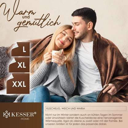 KESSER® Kuscheldecke Flauschig Wohndecke Sherpa Fleece Decke Flanell Bett Sofa