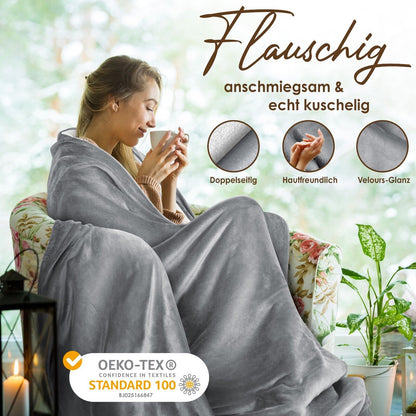 KESSER® Kuscheldecke Flauschig Wohndecke Sherpa Fleece Decke Flanell Bett Sofa