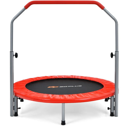 Ø101 Cm Klappbares Mini-Trampolin Fitness-Trampolin Mit Höhenverstellbarm Haltegriff