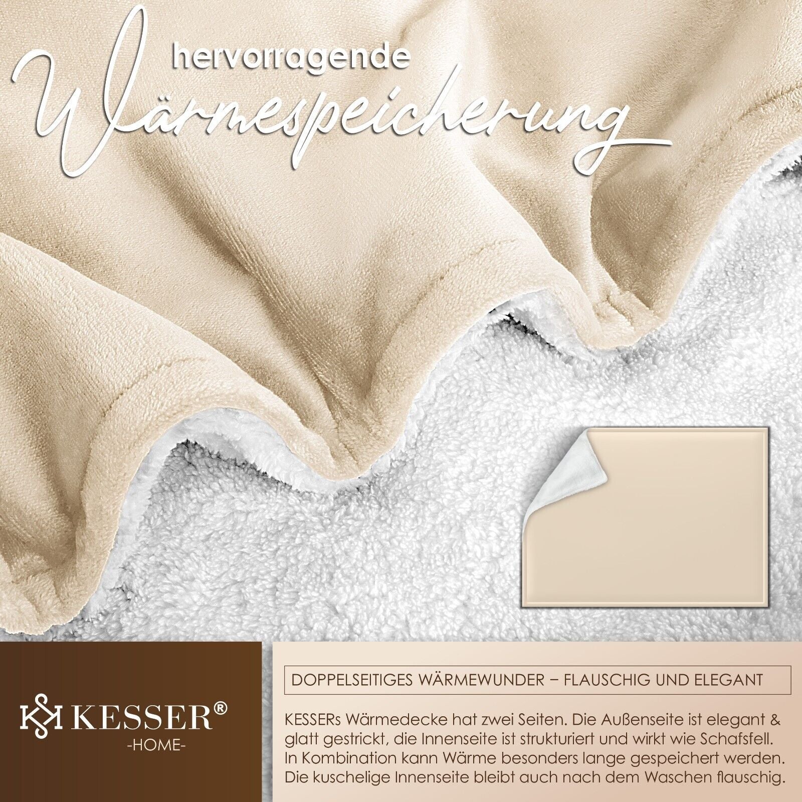 KESSER® Kuscheldecke Flauschig Wohndecke Sherpa Fleece Decke Flanell Bett Sofa