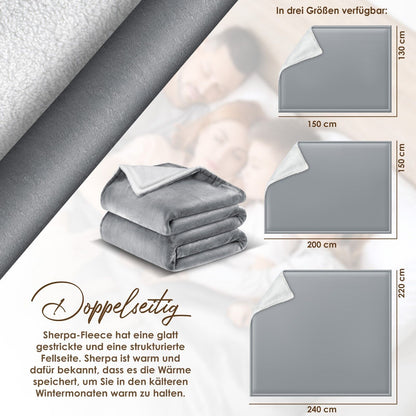 KESSER® Kuscheldecke Flauschig Wohndecke Sherpa Fleece Decke Flanell Bett Sofa