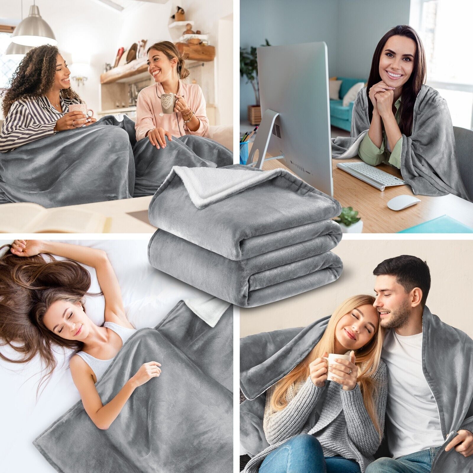 KESSER® Kuscheldecke Flauschig Wohndecke Sherpa Fleece Decke Flanell Bett Sofa