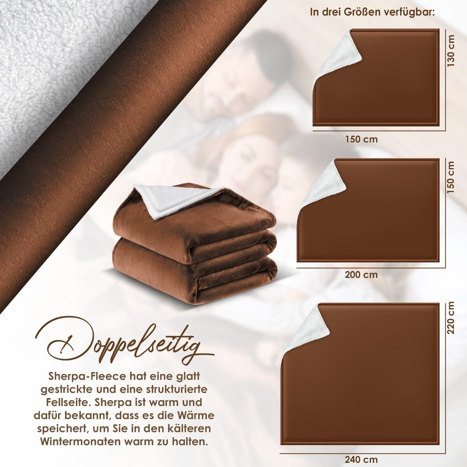 KESSER® Kuscheldecke Flauschig Wohndecke Sherpa Fleece Decke Flanell Bett Sofa