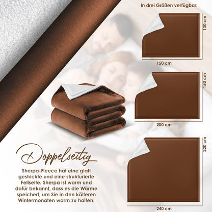 KESSER® Kuscheldecke Flauschig Wohndecke Sherpa Fleece Decke Flanell Bett Sofa