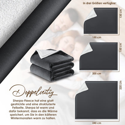KESSER® Kuscheldecke Flauschig Wohndecke Sherpa Fleece Decke Flanell Bett Sofa