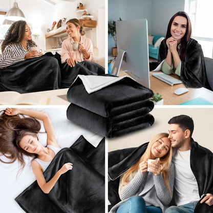 KESSER® Kuscheldecke Flauschig Wohndecke Sherpa Fleece Decke Flanell Bett Sofa