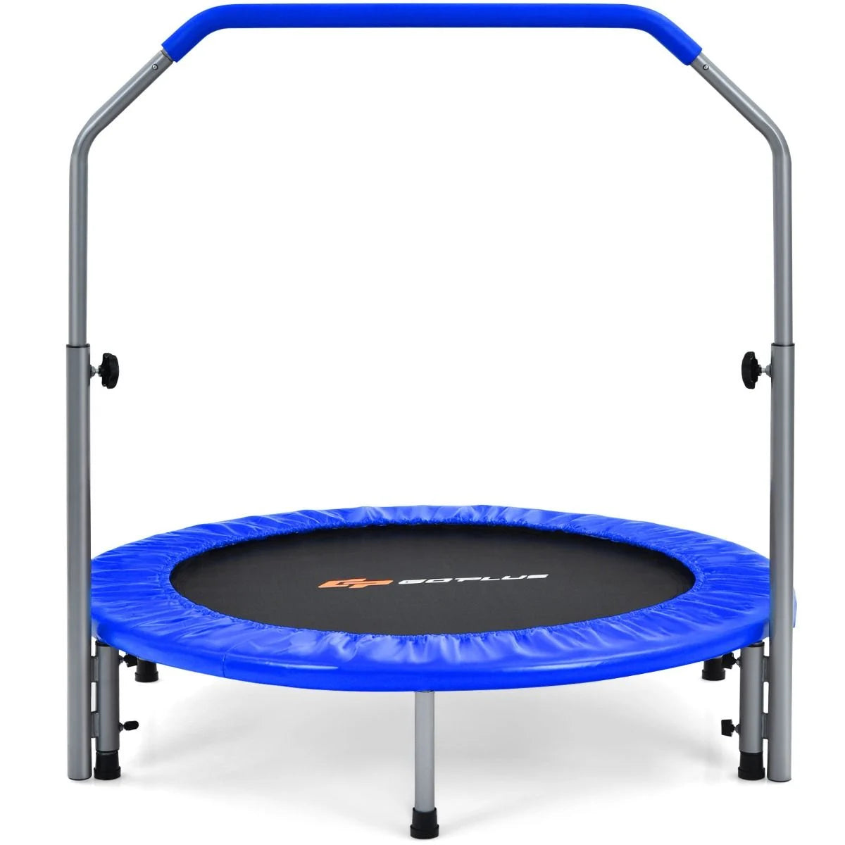 Ø101 Cm Klappbares Mini-Trampolin Fitness-Trampolin Mit Höhenverstellbarm Haltegriff