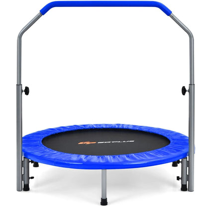 Ø101 Cm Klappbares Mini-Trampolin Fitness-Trampolin Mit Höhenverstellbarm Haltegriff